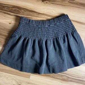 Aerie Smoked Gray Feeling Femme Mini Skirt Charcoal Cotton Blend Womens M